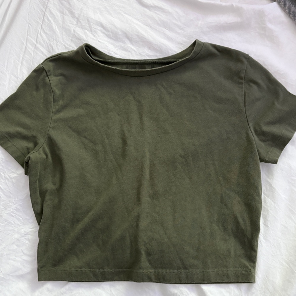 Army Green Crop Tee